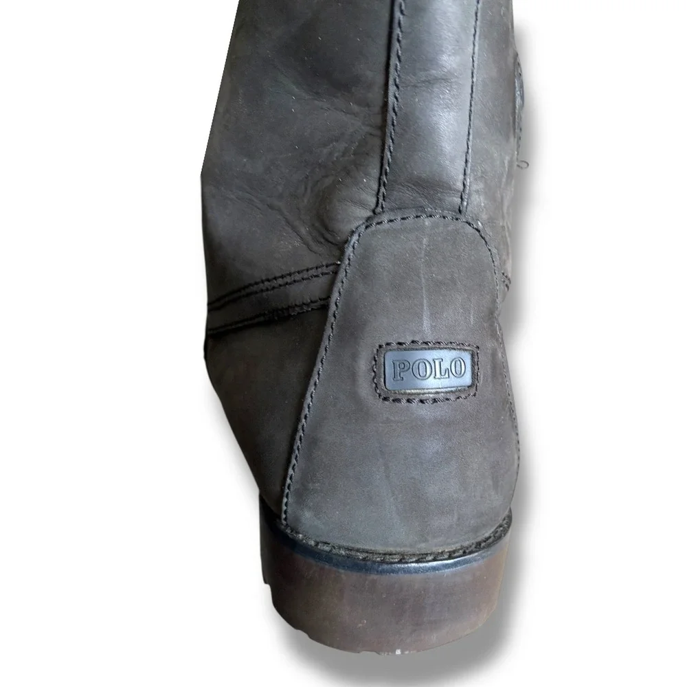 Vintage Polo‎ Ralph Lauren Men Ranger Lace Up Buckle Boots Brown Leather 15D
